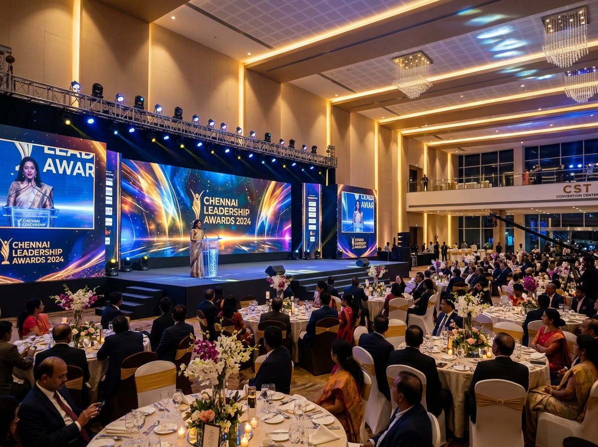Corporate stage award ceremony setup in Chennai