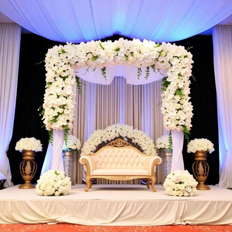 Elegant floral stage decoration with white orchids Chennai
