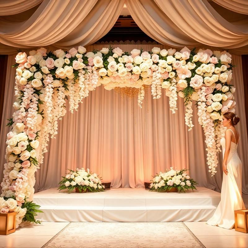 Elegant wedding stage decoration with cascading roses in Chennai