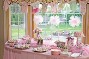 pastries, sweets, desserts, assorted desserts, assortment, buffet, dessert buffet, food, eat, treats, baby girl shower, pink, dessert table, baby shower, sweets table, food photography, baby shower, baby shower, baby shower, baby shower, baby shower